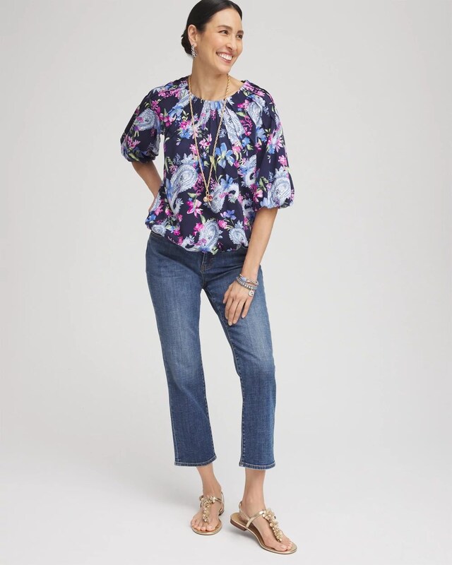Paisley Pintuck Bubble Hem Top - image 2